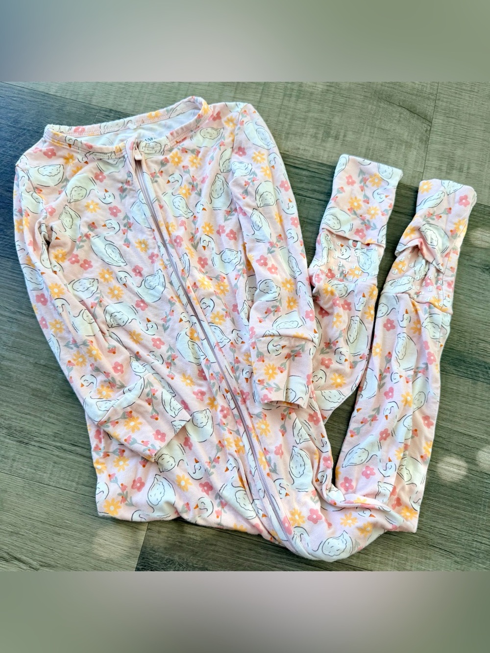 Posh Peanut Zippy Pink Swan & Floral 2T